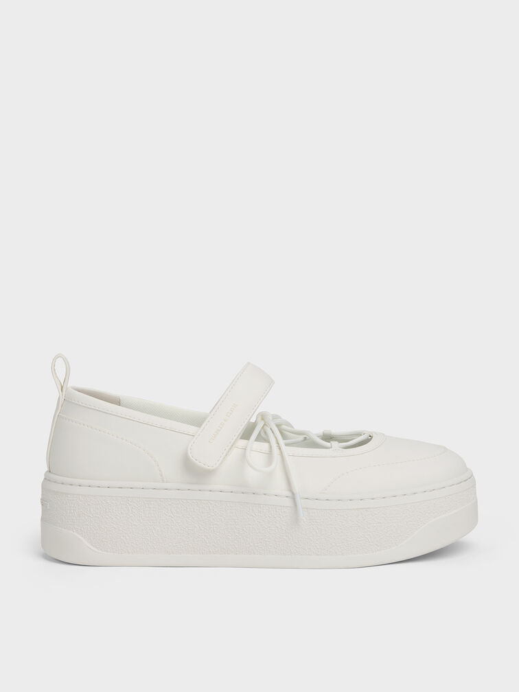 Mary Jane Platform Sneakers, White, hi-res