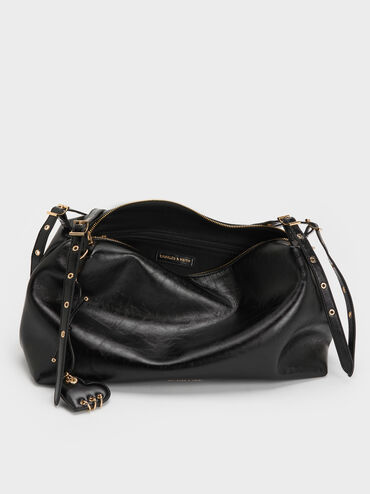 Rey Slouchy Shoulder Bag, Black, hi-res