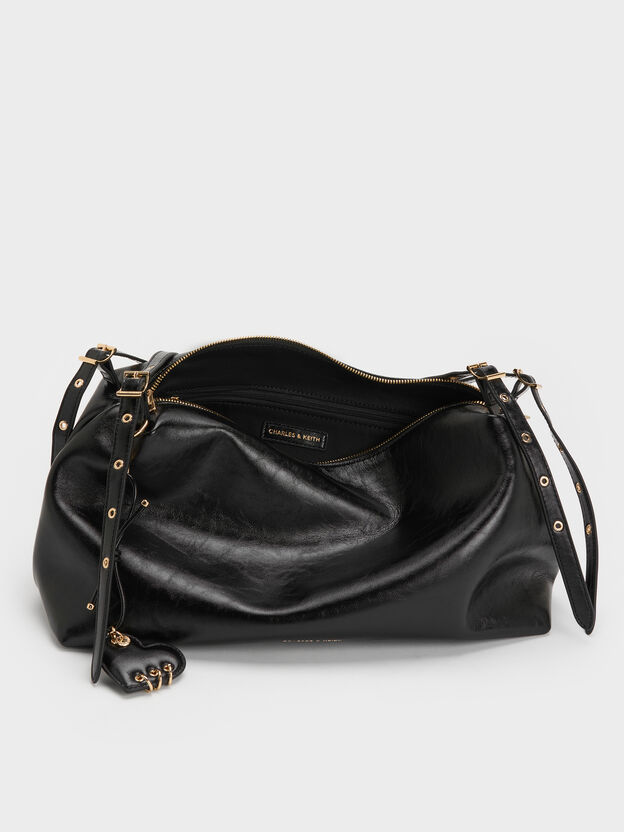 Rey Slouchy Shoulder Bag, Black, hi-res