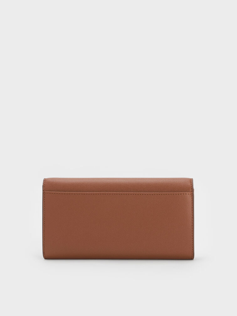 Briony Curved Flap Long Wallet, Chocolate, hi-res