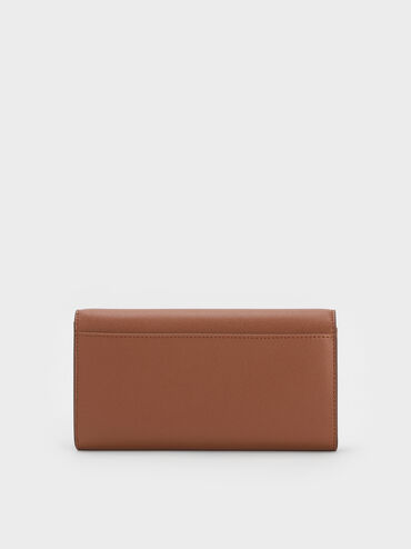 Briony Curved Flap Long Wallet, Chocolate, hi-res