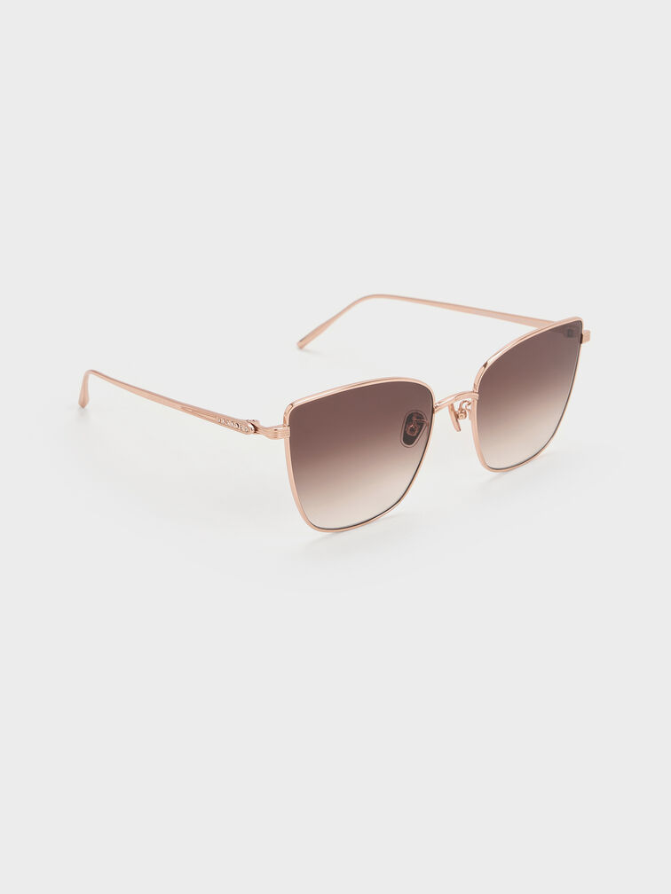 Livonia Crystal Square Sunglasses, Rose Gold, hi-res