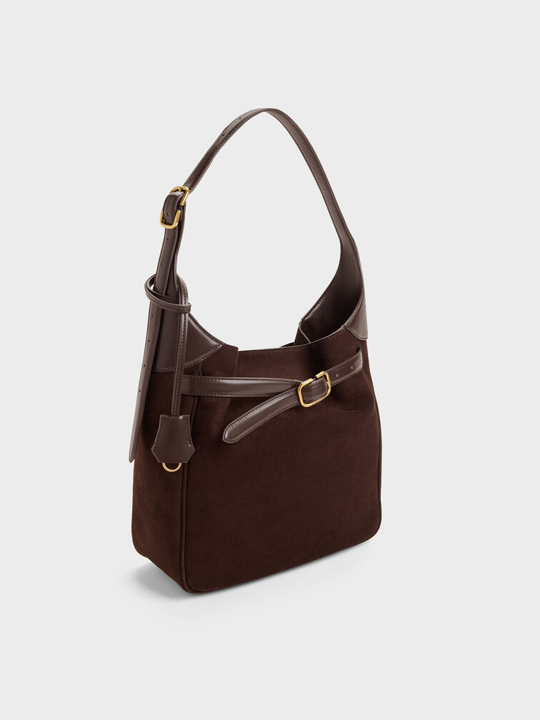 Victoria Belted Hobo Bag, Espresso Brown, hi-res
