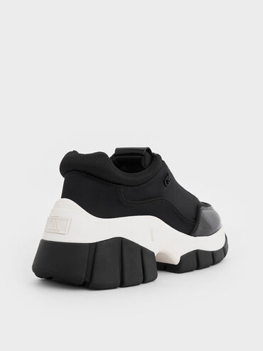 Yunna Leather & Recycled Fabric Chunky Sneakers, Black, hi-res