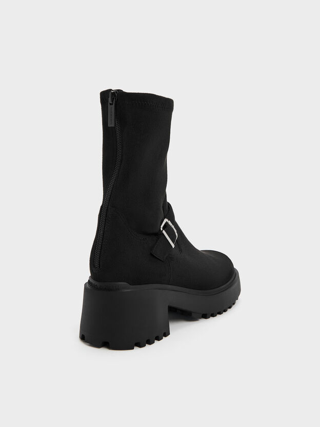 Evan Faux Suede Platform Ankle Boots, Black Textured, hi-res