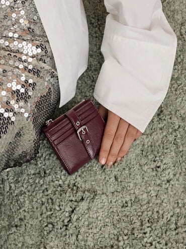 Blaise Grommet-Belt Top-Zip Small Wallet, Wineberry Red, hi-res