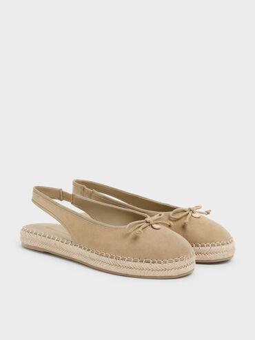 Faux Suede Bow Slingback Espadrilles, Sand, hi-res