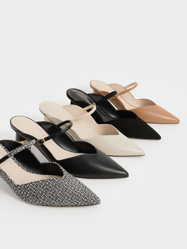 Cammie Metallic Sculptural Heel Mules, Chalk, hi-res
