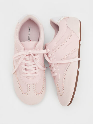 Cece Heart-Motif Sheer-Lace Sneakers, Light Pink, hi-res