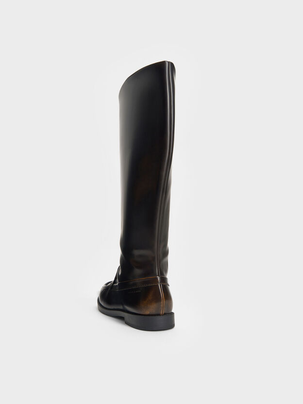Jagger Knee-High Loafer-Boots, Dark Brown, hi-res