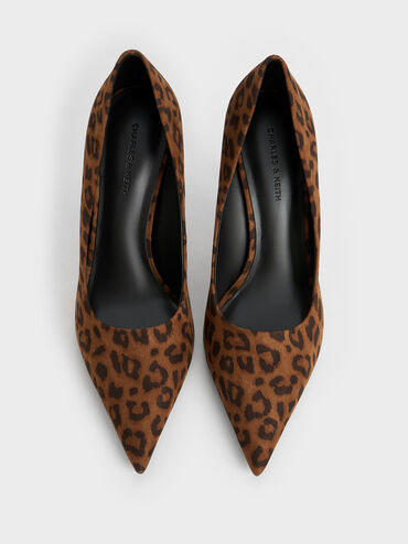 Leopard-Print Pointed-Toe Pumps, Animal Print Brown, hi-res