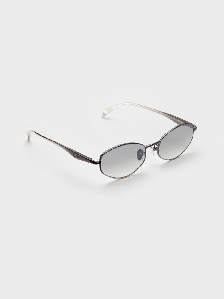 Celestia Ombre Crystal-Accent Oval Sunglasses, Grey, hi-res