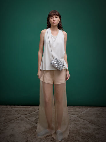 Mini Apfra Quilted Crossbody Bag, Silver, hi-res