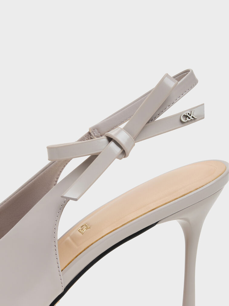Anastasia Leather Slingback Pumps, Grey, hi-res
