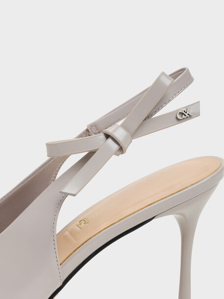 Anastasia Leather Slingback Pumps, Grey, hi-res