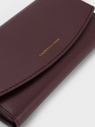 Briony Curved Flap Long Wallet, Wineberry Red, hi-res