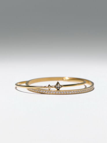 Hermione Crystal Bangle, Gold, hi-res