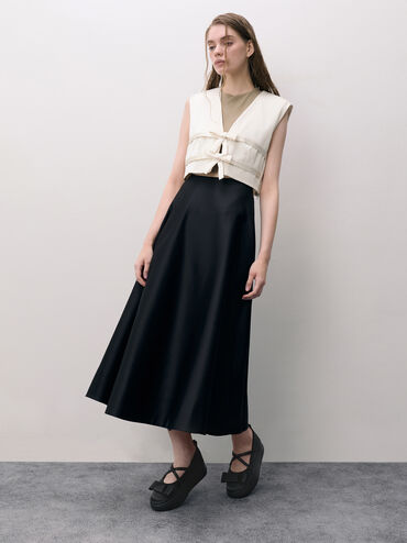 Brantley Bow Platform Mary Janes, Black Textured, hi-res