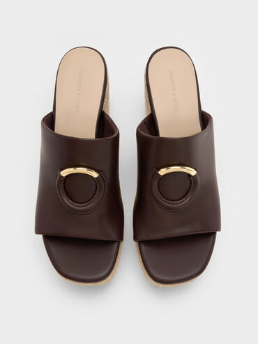Metallic-Accent Espadrille Wedges, Maroon, hi-res