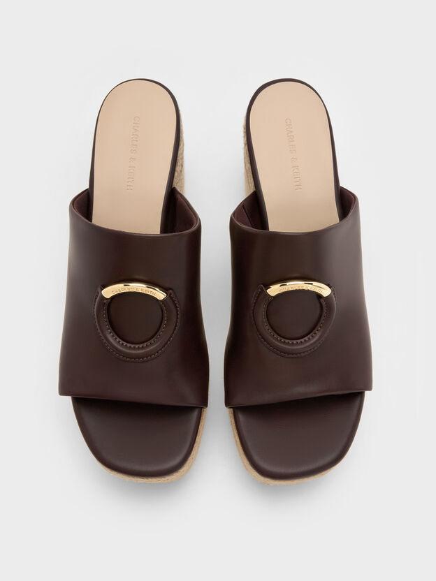 Metallic-Accent Espadrille Wedges, Maroon, hi-res