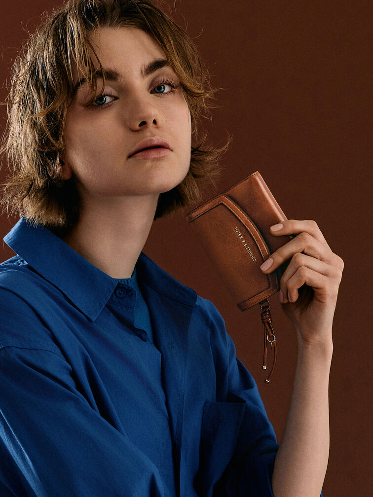 Haylen Front-Flap Small Wallet, Distressed Tan, hi-res