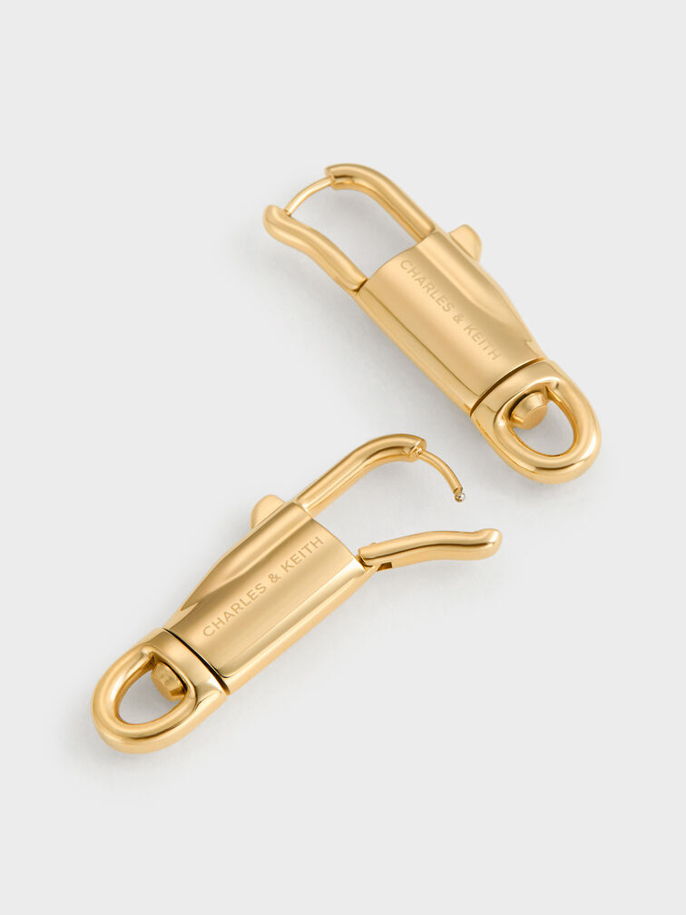 Delfina Lock-Buckle Earrings, Gold, hi-res