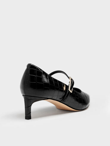 Luciana Croc-Effect Mary Jane Pumps, Animal Print Black, hi-res