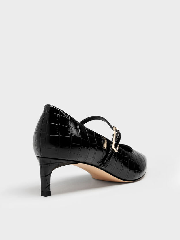 Luciana Croc-Effect Mary Jane Pumps, Animal Print Black, hi-res