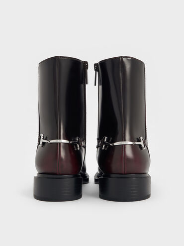 Erinna Metallic-Accent Side-Zip Ankle Boots, Burgundy, hi-res