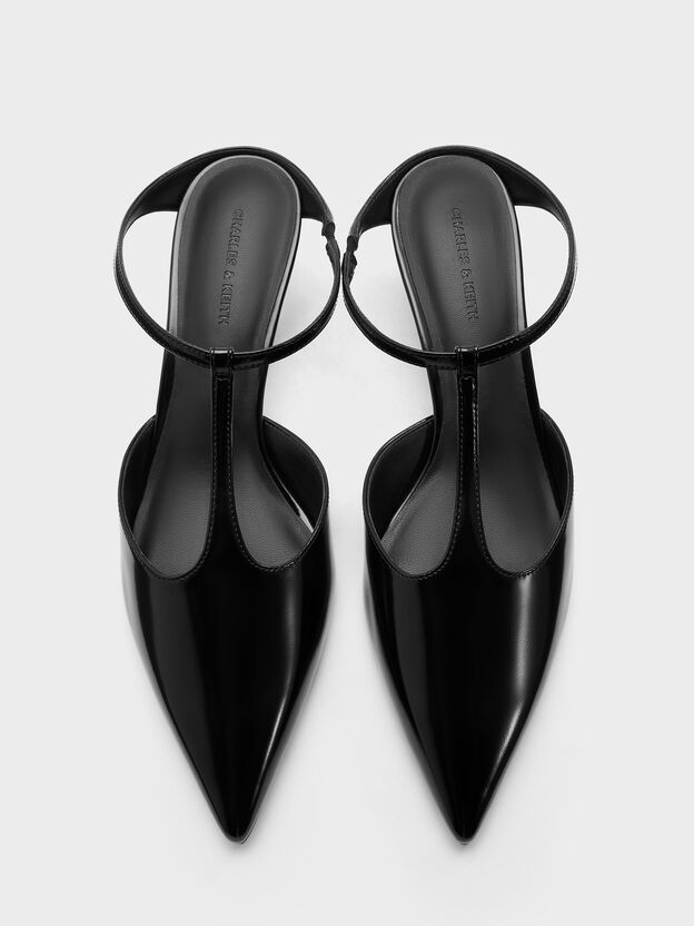 T-Bar Kitten-Heel Mules, Black Box, hi-res