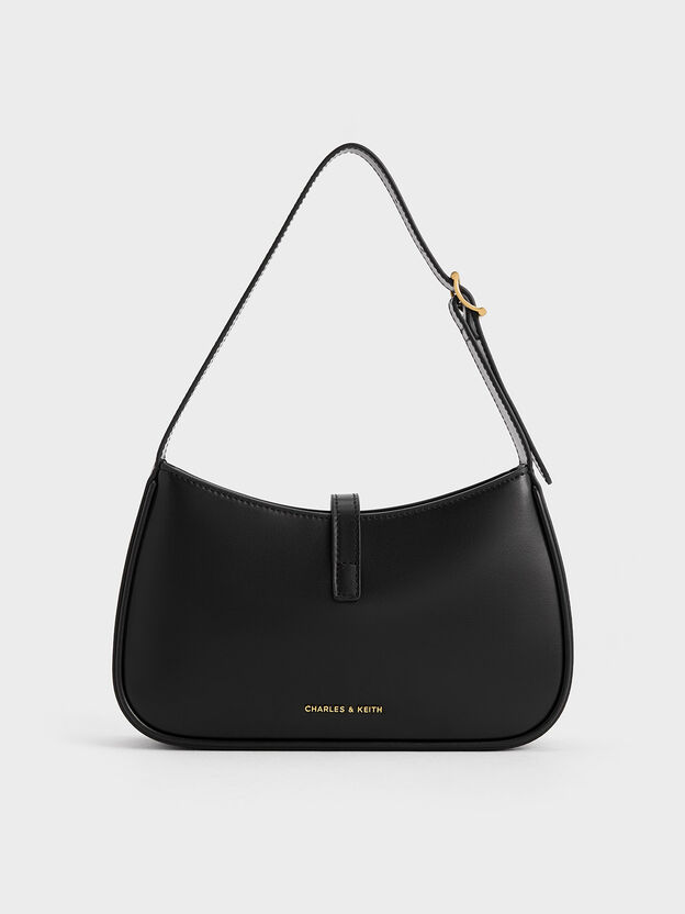 Cesia Metallic-Accent Shoulder Bag, Black, hi-res