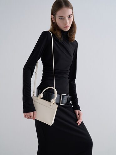 Sabine Knotted-Handle Trapeze Tote Bag, Cream, hi-res