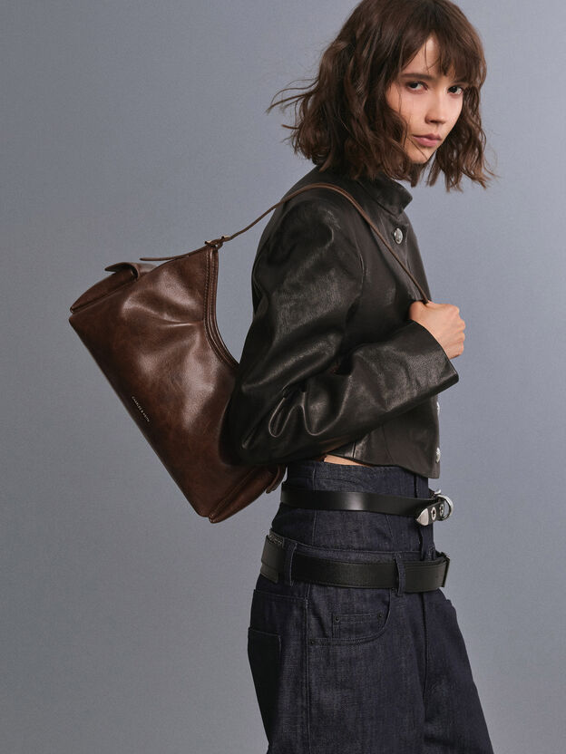 Khai Side-Pocket Shoulder Bag, Distressed Coffee, hi-res