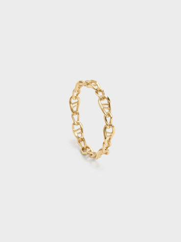 Nyra Mixed-Link Chain Ring, Gold, hi-res