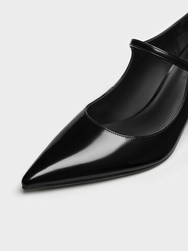 Pointed Mary Jane Pumps, Black Box, hi-res