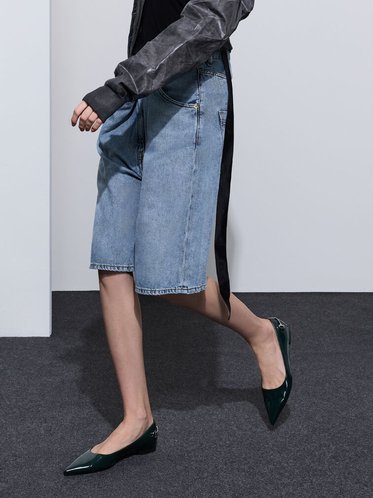 Erinna Metallic-Accent Pointed-Toe Flats, Black Box, hi-res