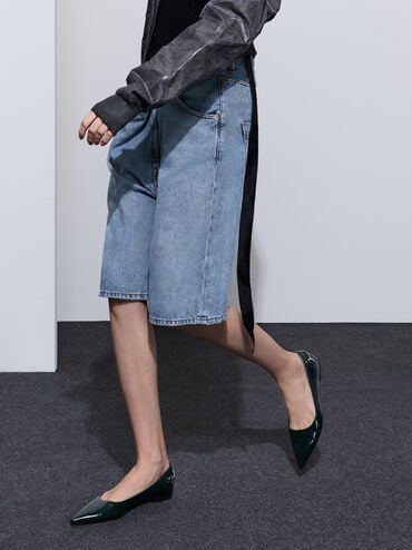 Erinna Metallic-Accent Pointed-Toe Flats, Black Box, hi-res