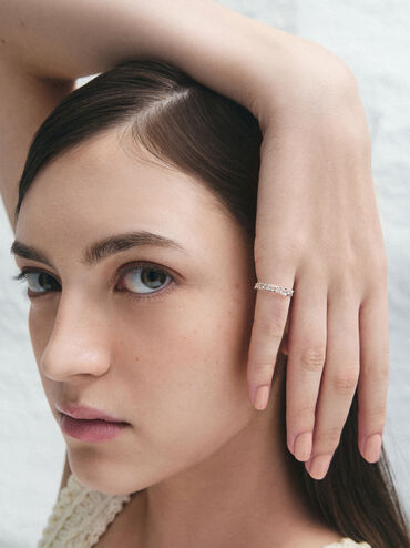 Nyra Mixed-Link Chain Ring, Silver, hi-res