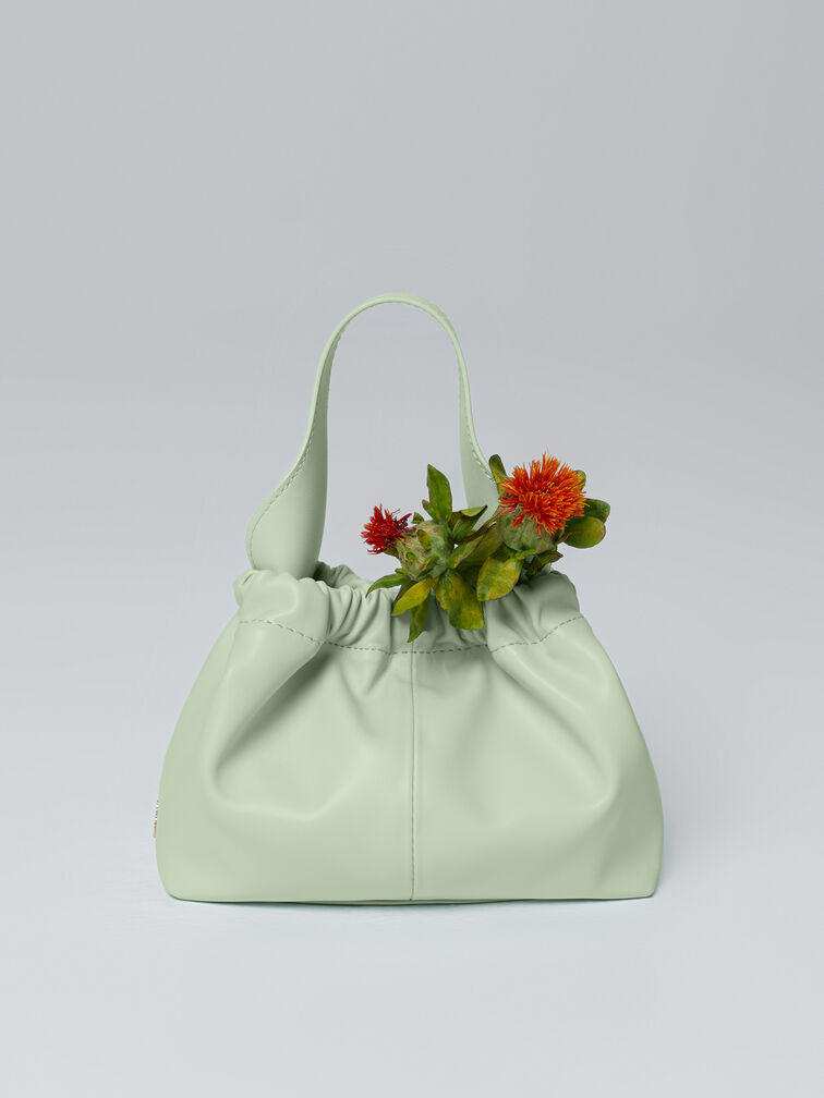 Ally Ruched Slouchy Chain-Handle Bag, Mint Green, hi-res