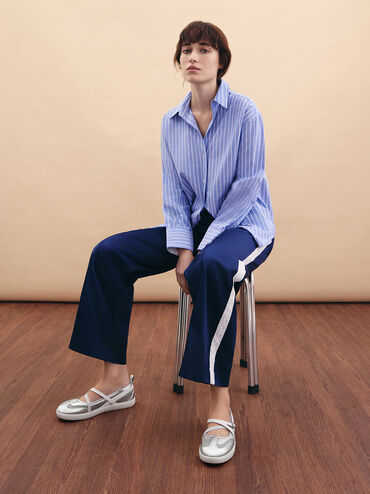 Tiggy Metallic Mesh Two-Tone Ballet Sneakers, Silver, hi-res