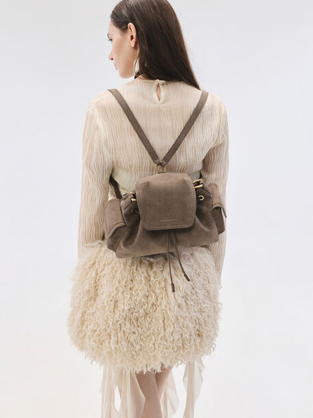 Noane Side-Pocket Two-Way Bucket Bag, Stone Grey, hi-res
