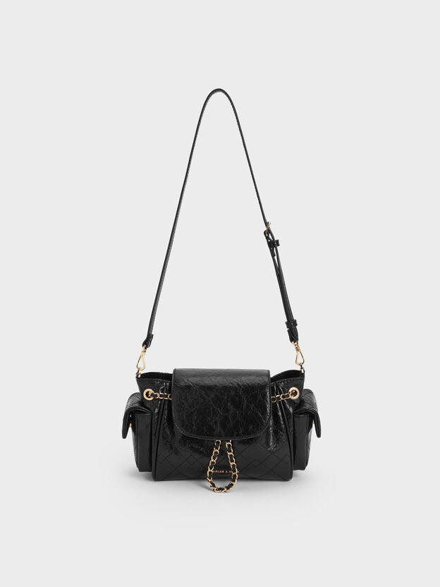 Duo Quilted Two-Way Front Flap Backpack, Black, hi-res