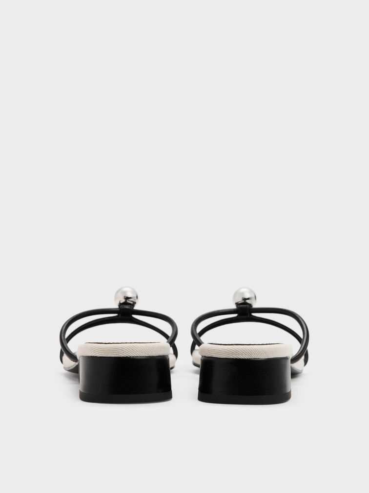 Georgie Metal-Ball Heeled Mules, Black, hi-res
