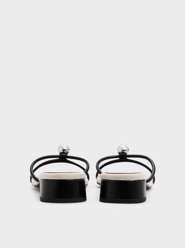 Georgie Metal-Ball Heeled Mules, Black, hi-res