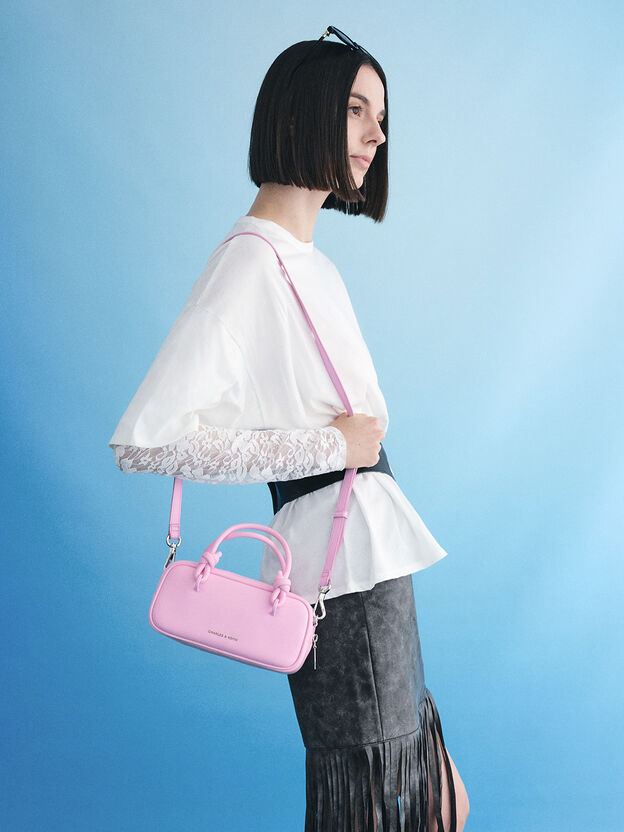 Sammie Knotted-Handle Boxy Bag, Bubble Gum Pink, hi-res
