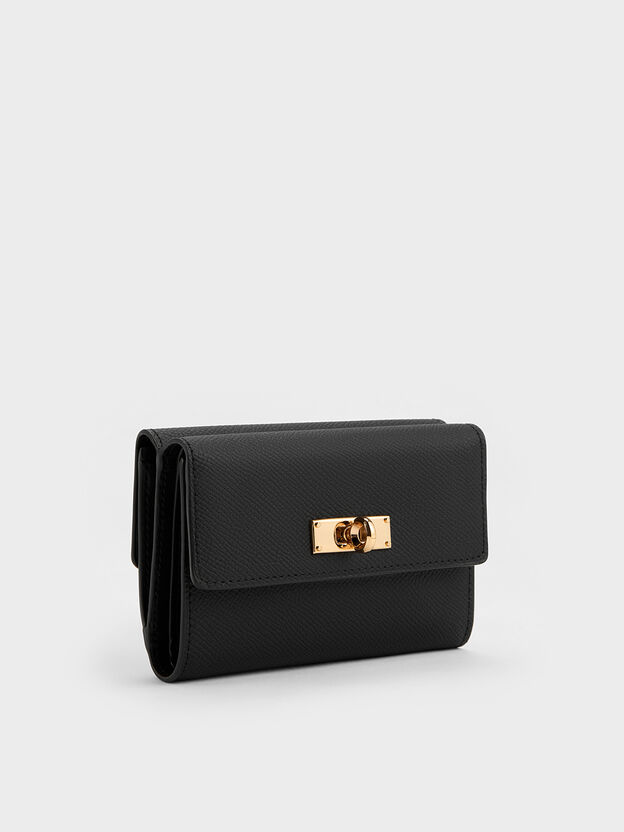 Tricha Turn-Lock Wallet, Black, hi-res