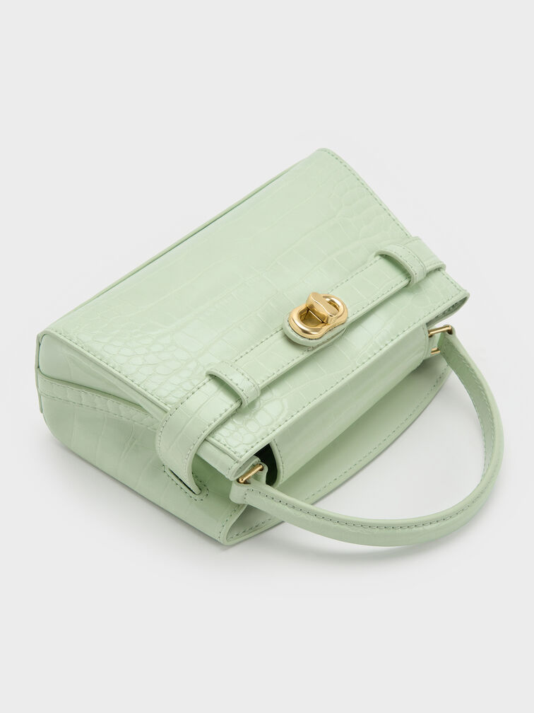 Aubrielle Croc-Effect Top Handle Bag, Mint Green, hi-res