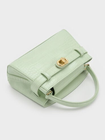 Aubrielle Croc-Effect Top Handle Bag, Mint Green, hi-res