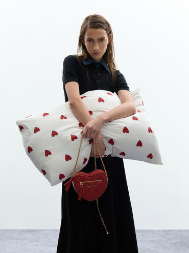 Paffuto Quilted Heart Crossbody Bag, Tomato Red, hi-res