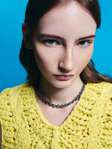 Kris Chain-Link Choker Necklace, Silver, hi-res